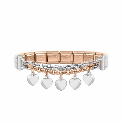 Bracelet MIXIT Special Edition avec Cœurs Bracelet pour Femme en Argent 925 et Acier avec Pendentifs en cœur