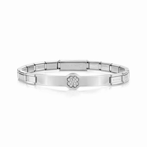 Bracciale Trendsetter Quadrifoglio con Cubic Zirconia Bracciale in Acciaio con placca