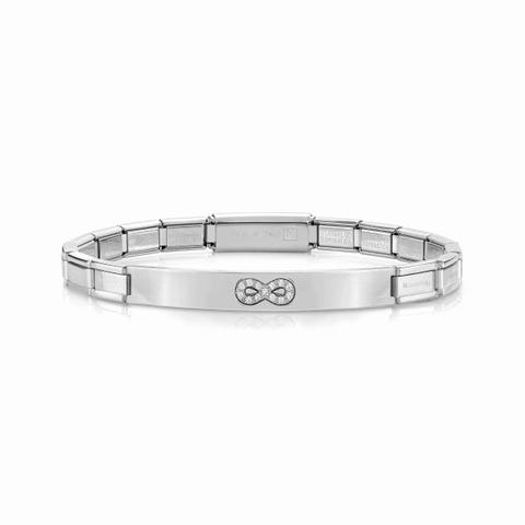 Trendsetter Bracelet Infinity with Cubic Zirconia Bracelet with plaque and symbol in stainless steel
