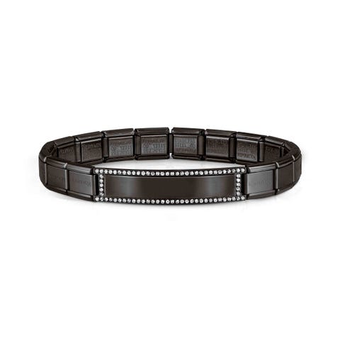 Black Trendsetter bracelet, Engraving plate Bracelet, coloured steel with Engraving Plate