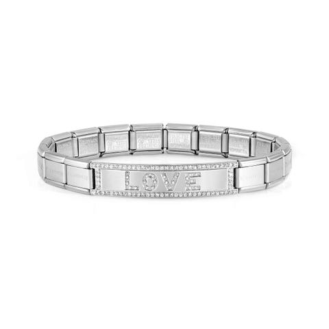 Bracciale Trendsetter in Acciaio con scritta Love Bracciale in Acciaio con Scritta e Cubic Zirconia