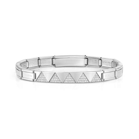 Bracciale Trendsetter in Acciaio con Pietre Bracciale in Acciaio e Cubic Zirconia simboli geometrici