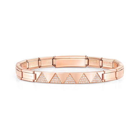 Steel Rose Trendsetter bracelet, Pyramids Bracelet for Her, stainless steel and CZ