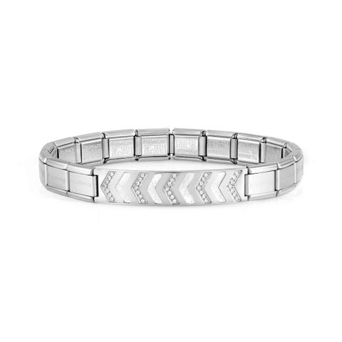 Bracciale Trendsetter in Acciaio e Pietre Bracciale in Acciaio con Cubic Zirconia e madreperla
