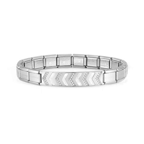 Trendsetter bracelet, stainless steel with stones Bracelet stainless steel, CZ and Mother of Pearl