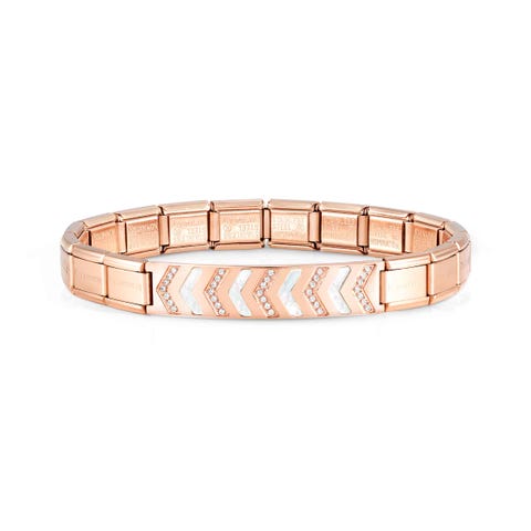 Rose Trendsetter bracelet,CZ and Mother of Pearl Bracelet for Her with Mother of Pearl