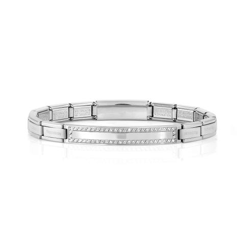 Trendsetter New York bracelet, plate with CZ Stainless steel bracelet with stones
