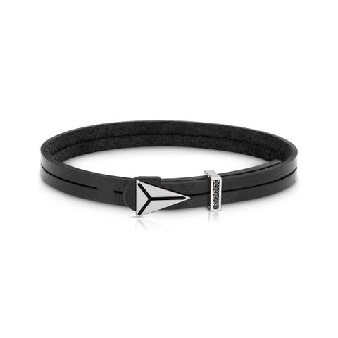 Bracciale in pelle e acciaio con lancia Bracciale da uomo Metropolitan