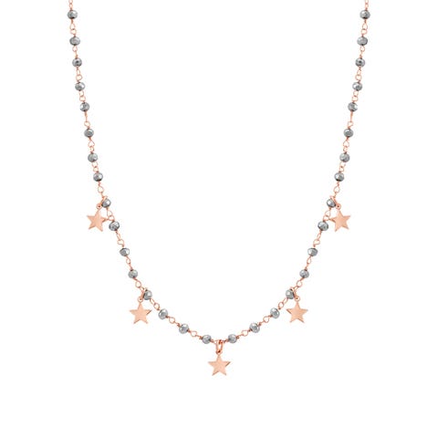 Mon Amour Necklace with Star Pendants and Stones Necklace with Symbols and Natural Stones