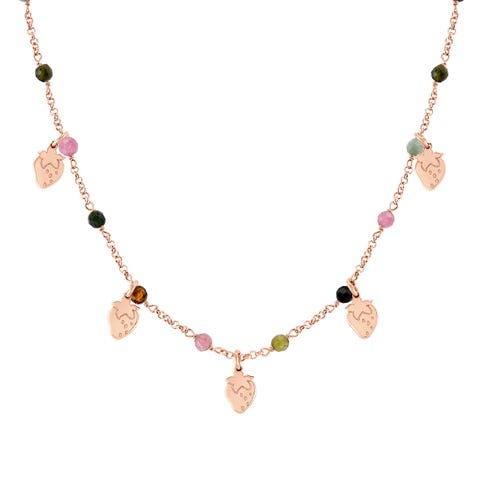 Short Mon Amour Necklace with Strawberries Necklace with five pendants