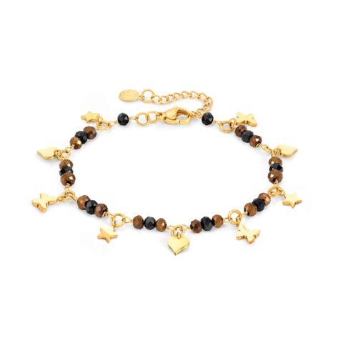 Bracciale Mon Amour cristalli e pendenti Bracciale in argento con pendenti misti