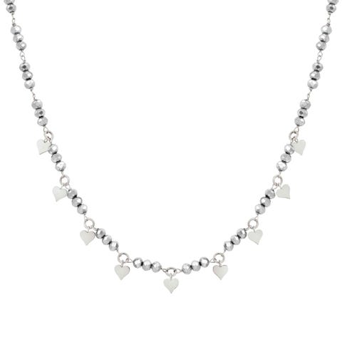 Collana Mon Amour cuori e cristalli Collana in argento 925, cristalli e pendenti