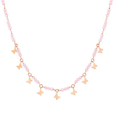 Mon Amour necklace, Butterflies and crystals Sterling silver necklace with pendants