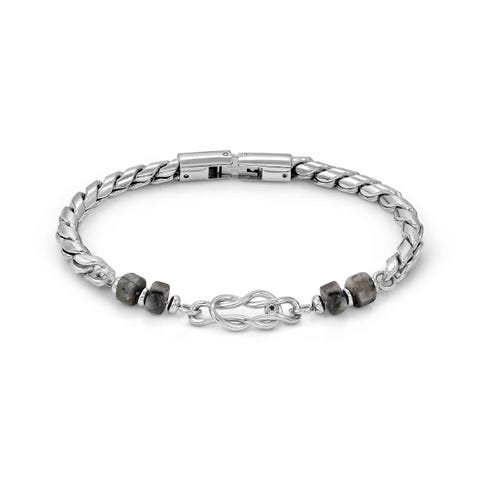 Pulsera Atlante Nudo y Piedras naturales Pulsera en Acero inoxidable hipoalergénico 316/304 con Cubic Zirconia