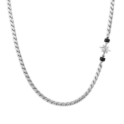 Atlante necklace, Windrose and natural stones Stainless steel necklace for Him