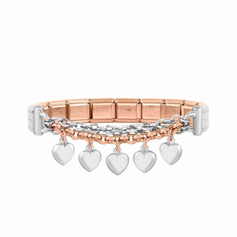 Special Edition MIXIT Bracelet with Hearts Women's Sterling Silver-Stainless Steel Heart Pendant Bracelet