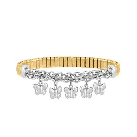 Bracciale estensibile MIXIT con Farfalle Bracciale in Acciaio e Argento con Pendenti a farfalla