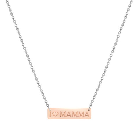 Collana BELLA LA VITA targa Ti voglio bene Mamma Collana in Acciaio e oro Rosa 375 con targa incisa Ti voglio bene Mamma