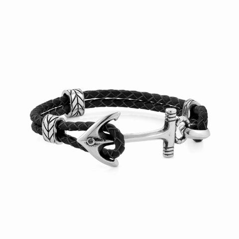 Armband InstinctStyle Marina in Leder mit Anker Armband Vintage Effekt mit Verschluss