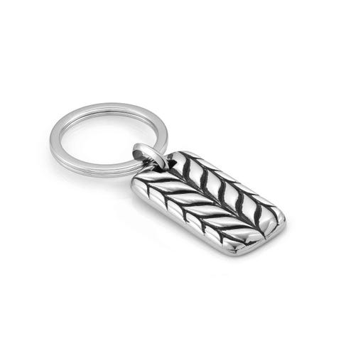 INSTINCTSTYLE Marina Leather Key Ring, Braid symbol Accessory in stainless steel with symbols