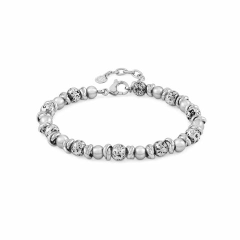 InstinctStyle Bracelet With lava stone and steel Bracelet in stainless steel with stones