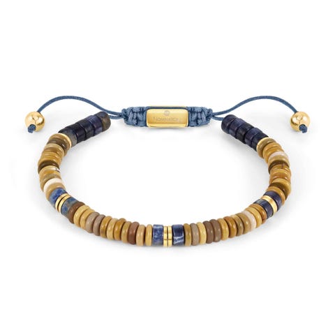 Pulsera INSTINCTSTYLE con piedras Jaspe Pulsera con piedras, detalles en acero con acabado en PVD y cordón