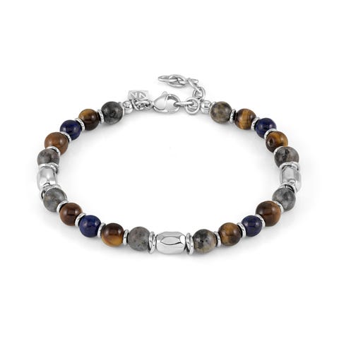 InstinctStyle Stones Ed. bracelet, Brown-Blue Stainless steel bracelet with natural stones 