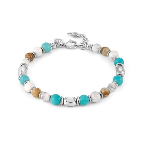 InstinctStyle Stones Ed. Bracelet,White-Blue Stainless steel bracelet with natural stones 