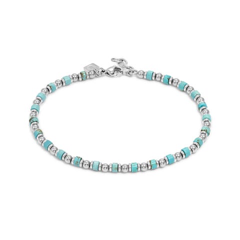 Stainless steel InstinctStyle Sea Ed. ankle bracelet, Turquoise Stainless steel ankle bracelet with stones