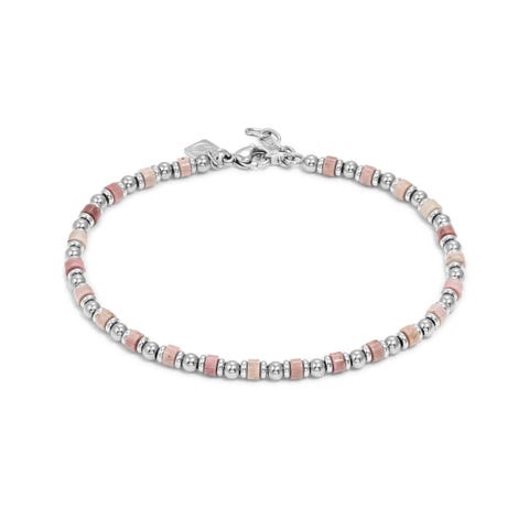 Stainless steel InstinctStyle Sea Ed. ankle bracelet, Pink Jade Stainless steel anklet with natural stones