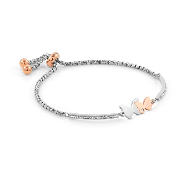 Milleluci Rose Gold Plated Stainless Steel Letter N Bracelet