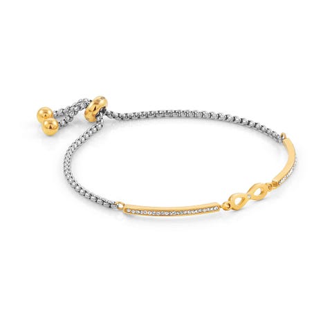 Milleluci bracelet, Golden PVD, Infinity Bracelet with Cubic Zirconia and white crystals
