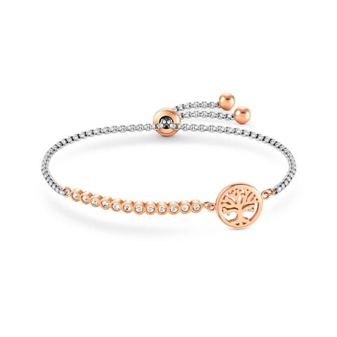 Bracelet Milleluci Arbre de vie avec zircones Bracelet en acier avec pierres blanches