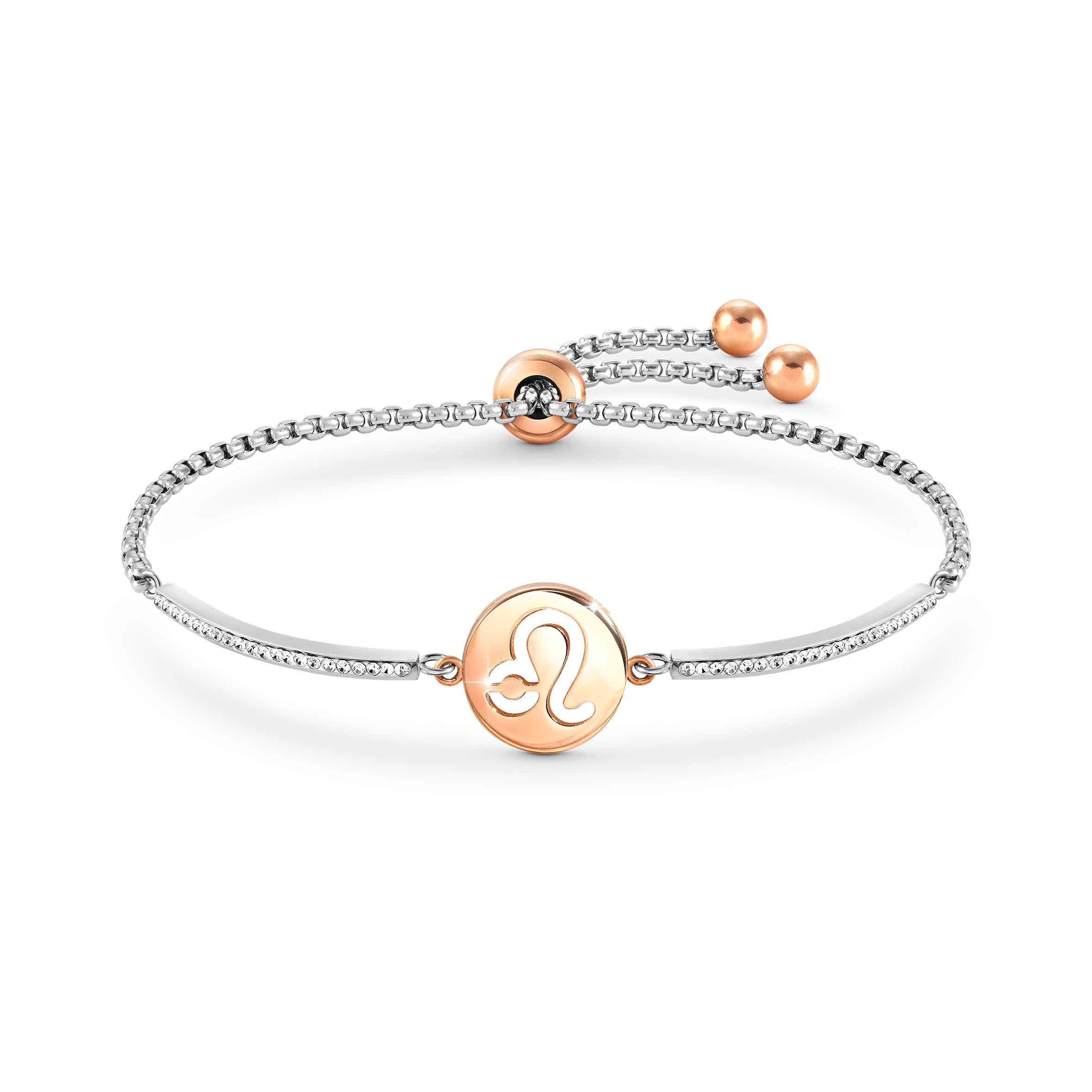 Nomination Bracciale Milleluci Zodiaco Leone in PVD rosa e Cristalli