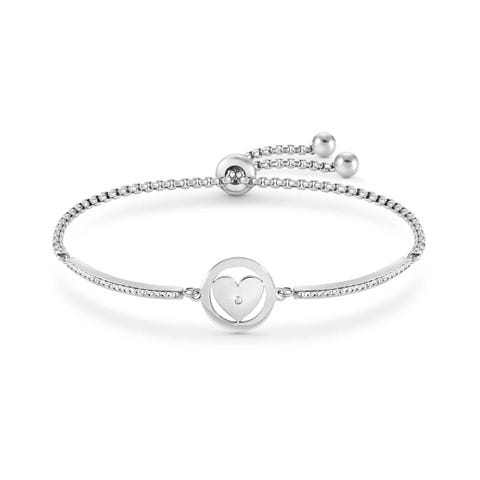 Bracciale Milleluci Cuore con Cristalli bianchi Bracciale in Acciaio con cuore centrale e pietre bianche