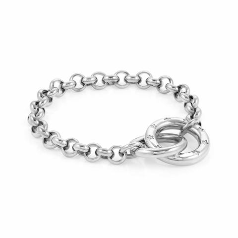 Bracciale Infinito in Acciaio e Zirconi Bracciale con Cubic Zirconia bianchi