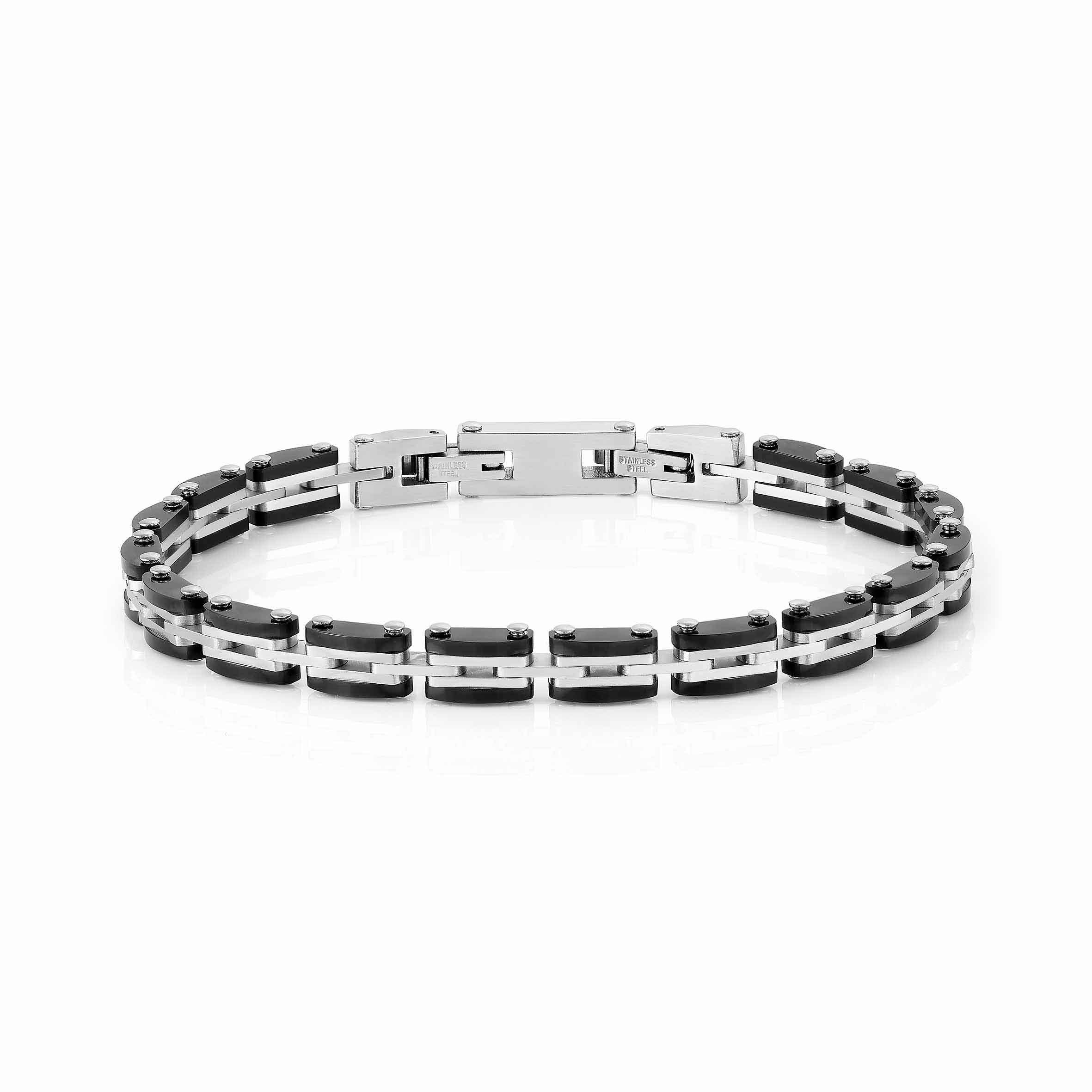 Nomination Bracciale da uomo STRONG Nero e Acciaio