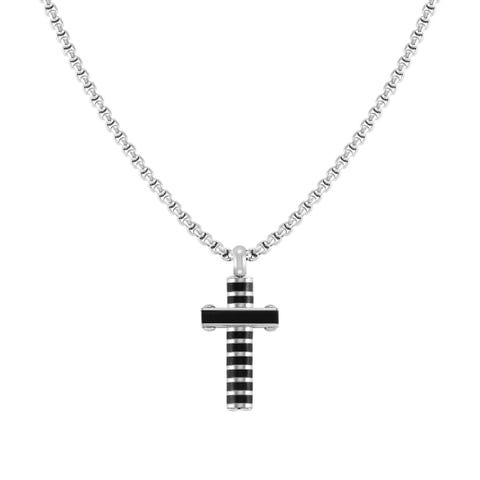 Strong Diamond necklace, black Cross Stainless steel necklace