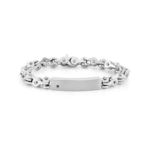 Bracciale Strong a catena con placca lunga Bracciale in acciaio con diamante