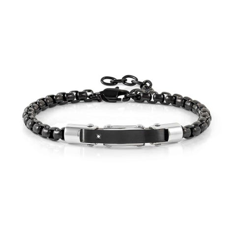 Bracciale Strong Diamond in PVD nero con diamante bianco  Bracciale in acciaio con diamanti naturali, in PVD nero e dettagli satinati