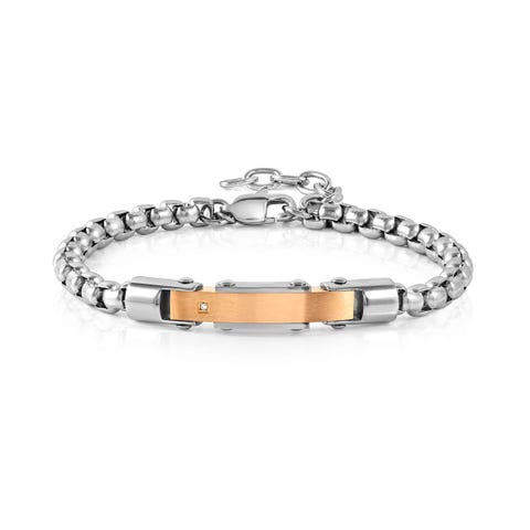 Bracciale Strong Diamond in PVD rosa con diamante bianco  Bracciale in acciaio con diamanti naturali, in PVD rosa e dettagli satinati