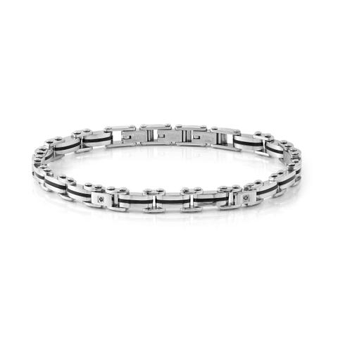 Bracciale Strong Diamond con 4 diamanti neri o bianchi Bracciale in acciaio con diamanti naturali dettagli satinati