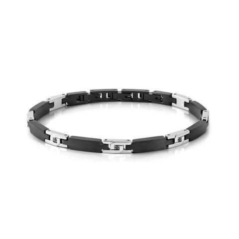 Bracciale Strong Diamond in PVD nero con 7 diamanti neri  Bracciale in acciaio con diamanti naturali dettagli satinati