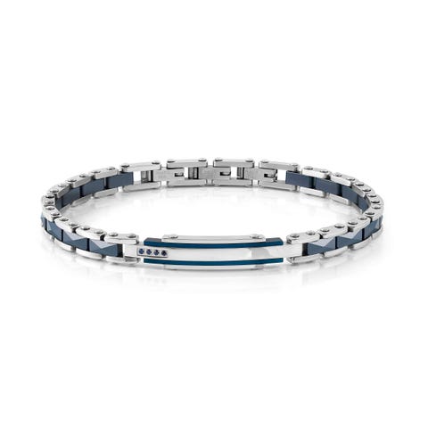 Bracciale Strong Diamond con 4 zaffiri blu Bracciale in acciaio con zaffiri blu, dettagli in ceramica blu