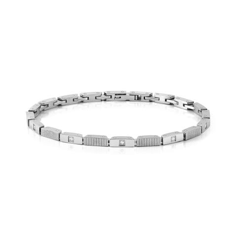 Strong Diamond bracelet, 8 White or Black Diamonds Stainless steel bracelet with White or Black Diamonds and satin finish details