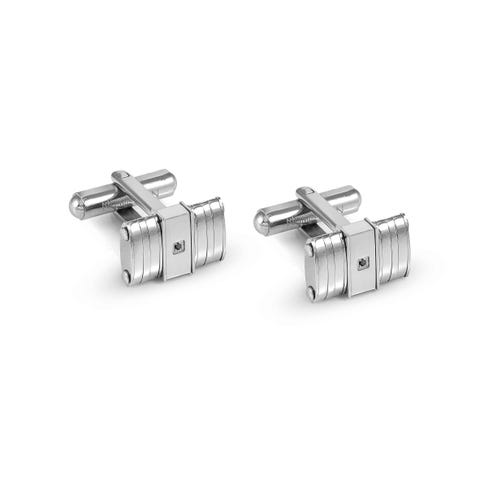 Strong Diamond cufflinks, 2 White or Black Diamonds Stainless steel cufflinks with satin finish a ceramic details