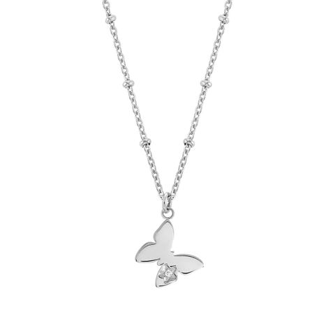 Collana Happyworld Farfalla Gioiello in Acciaio e Pietra