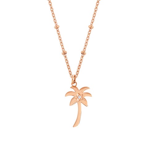 Happyworld necklace, Palm Tree Jewellery in stainless steel and CZ