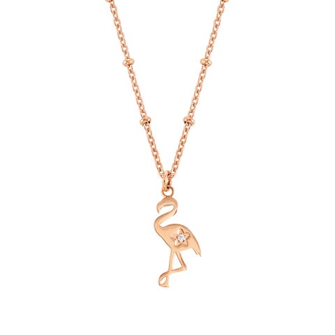 Happyworld necklace, Flamingo Steel and Cubic Zirconia jewellery