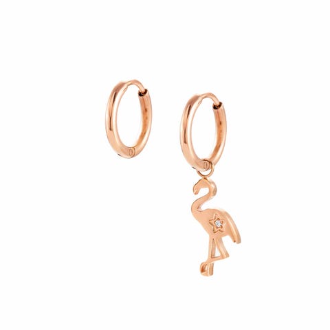 Happyworld earrings, Flamingo Jewellery in steel and Cubic Zirconia